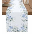 thumbnail image 1 of Table Runner Dresser Scarf 13 x 36 Inch Blue Hydrangea Country Eucalyptus Leaf Floral Table Runners Non-Slip Heat Kitchen Dining Table Decor for Indoor Outdoor Home Party Decoration, 1 of 7