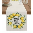thumbnail image 1 of Table Runner Dresser Scarf 13 x 36 Inch Country Bless This Home Yellow Lemon Linen Texture Table Runners Non-Slip Heat Kitchen Dining Table Decor for Indoor Outdoor Home Party Decoration, 1 of 7