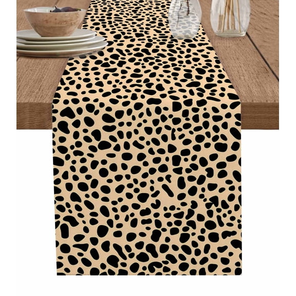 Table Runner Dresser Scarf 13 x 36 Inch Leopard Texture Wild Animal Leopard Table Runners Non-Slip Heat Kitchen Dining Table Decor for Indoor Outdoor Home Party Decoration