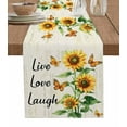 thumbnail image 1 of Table Runner Dresser Scarf 13 x 36 Inch Live Love Laugh Sunflower Farmhouse Floral Butterfly Vintage Table Runners Non-Slip Heat Kitchen Dining Table Decor for Indoor Outdoor Home Party Decoration, 1 of 7