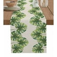 thumbnail image 1 of Table Runner Dresser Scarf 13 x 36 Inch Monstera Green Tropical Leaf Linen Background Table Runners Non-Slip Heat Kitchen Dining Table Decor for Indoor Outdoor Home Party Decoration, 1 of 7