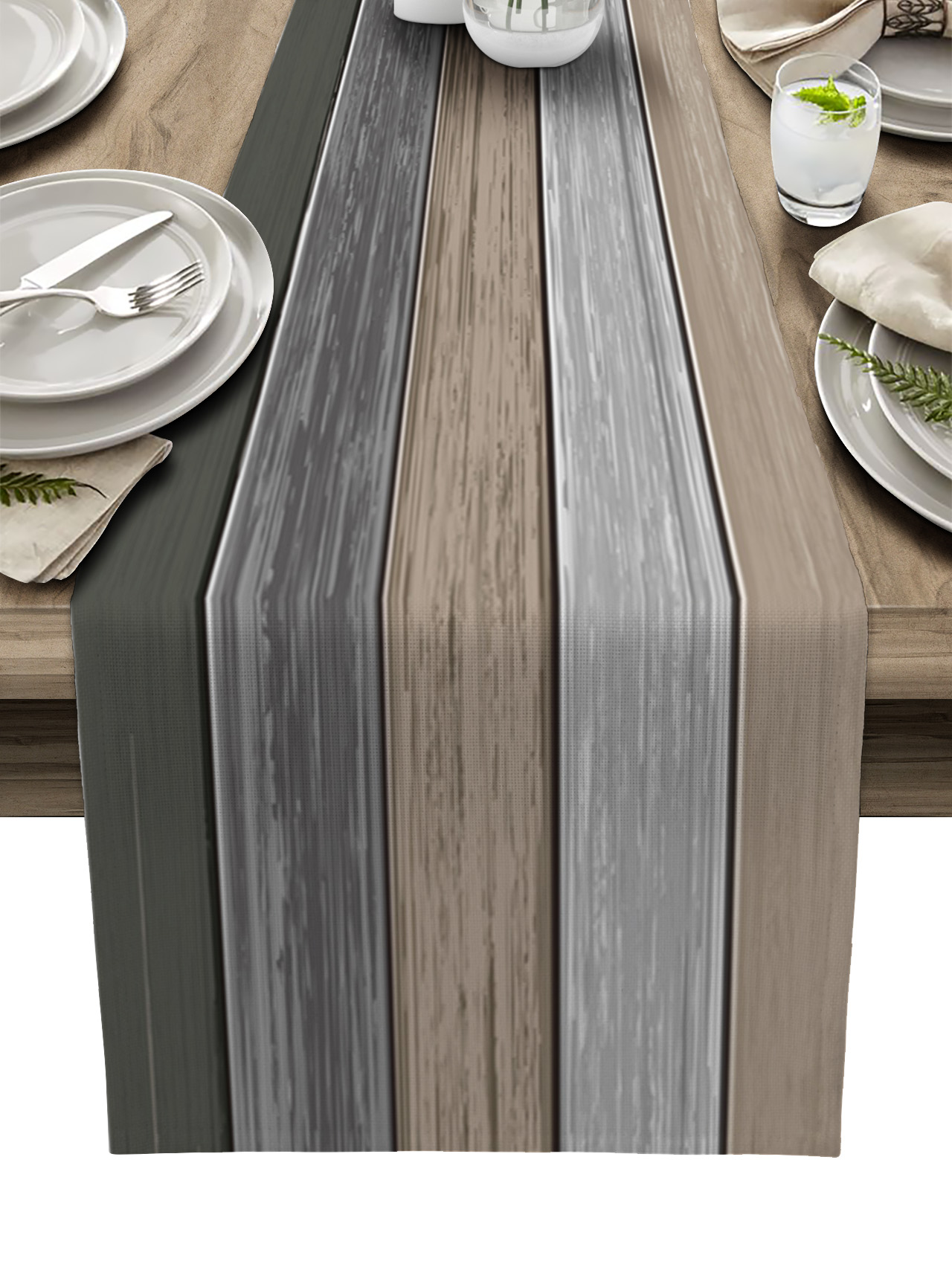 Table Runner Dresser Scarf 13 x 36 Inch Retro Country Style Gradient Wood Grain Table Runners Non-Slip Heat Kitchen Dining Table Decor for Kitchen Farmhouse Indoor Outdoor Home Party
