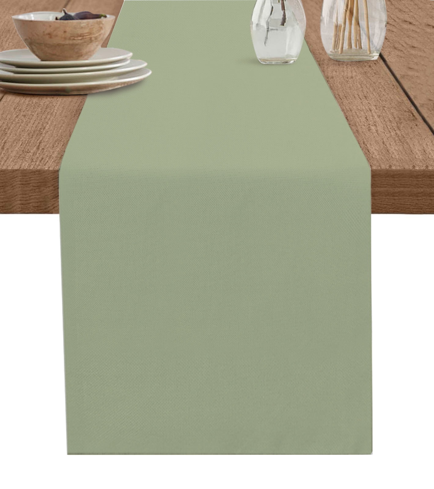 Table Runner Dresser Scarf 13 x 36 Inch Soild Color Sage Green Table Runners Non-Slip Heat Kitchen Dining Table Decor for Kitchen Farmhouse Indoor Outdoor Home Party