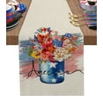 thumbnail image 1 of Table Runner Dresser Scarf 13 x 48 Inch American Flag Patriotic Memorial Day Watercolor Flowers Table Runners Non-Slip Heat Kitchen Dining Table Decor for Indoor Outdoor Home Party Decoration, 1 of 7