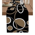 thumbnail image 1 of Table Runner Dresser Scarf 13 x 48 Inch Geometric Brown and White Round Line Black Texture Table Runners Non-Slip Heat Kitchen Dining Table Decor for Kitchen Farmhouse Indoor Outdoor Home Party, 1 of 7