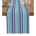 thumbnail image 1 of Table Runner Dresser Scarf 13 x 48 Inch Teal Navy Blue Grey Stripes Texture Table Runners Non-Slip Heat Kitchen Dining Table Decor for Kitchen Farmhouse Indoor Outdoor Home Party, 1 of 7