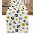 thumbnail image 1 of Table Runner Dresser Scarf 13 x 60 Inch Flower Texture Abstract Black Yellow Floral Table Runners Non-Slip Heat Kitchen Dining Table Decor for Indoor Outdoor Home Party Decoration, 1 of 7
