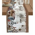 thumbnail image 1 of Table Runner Dresser Scarf 13 x 60 Inch Home Sweet Home Country Star Barn Barrel Retro Wood Grain Table Runners Non-Slip Heat Kitchen Dining Table Decor for Indoor Outdoor Home Party Decoration, 1 of 7