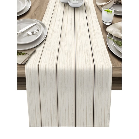 Table Runner Dresser Scarf 13 x 60 Inch Ivory Wood Grain Solid Color Table Runners Non-Slip Heat Kitchen Dining Table Decor for Indoor Outdoor Home Party Decoration