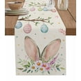 thumbnail image 1 of Table Runner Dresser Scarf 13 x 60 Inch Retro Easter Rabbit Bunny Ears Spring Floral Colorful Eggs Table Runners Non-Slip Heat Kitchen Dining Table Decor for Indoor Outdoor Home Party Decoration, 1 of 7