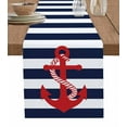 thumbnail image 1 of Table Runner Dresser Scarf 13 x 70 Inch Nautical Anchor Coastal Navy Blue Stripe Table Runners Non-Slip Heat Kitchen Dining Table Decor for Indoor Outdoor Home Party Decoration, 1 of 7