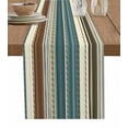 thumbnail image 1 of Table Runner Dresser Scarf 13 x 70 Inch Stripes Texture Modern Art Blue Brown Line Table Runners Non-Slip Heat Resistant Kitchen Dining Table Decor for Indoor Outdoor Home Party Decoration, 1 of 7