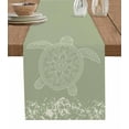 thumbnail image 1 of Table Runner Dresser Scarf 13 x 70 Inch Turtle Sage Green Lines Floral Mottled Pattern Table Runners Non-Slip Heat Kitchen Dining Table Decor for Indoor Outdoor Home Party Decoration, 1 of 7