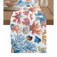 thumbnail image 1 of Table Runner Dresser Scarf 13 x 72 Inch Colorful Coral Watercolor Fish Ocean Starfish Shell Table Runners Non-Slip Heat Kitchen Dining Table Decor for Indoor Outdoor Home Party Decoration, 1 of 7