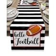 thumbnail image 1 of Table Runner Dresser Scarf 13 x 72 Inch Hello Football Black and White Stripes Table Runners Non-Slip Heat Kitchen Dining Table Decor for Kitchen Farmhouse Indoor Outdoor Home Party, 1 of 7