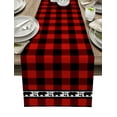 thumbnail image 1 of Table Runner Dresser Scarf 13 x 72 Inch Red and Black Buffalo Plaid with Forest Bear Footprints Table Runners Non-Slip Heat Kitchen Dining Table Decor for Kitchen Farmhouse Indoor Outdoor Home Party, 1 of 7