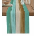 thumbnail image 1 of Table Runner Dresser Scarf 13 x 72 Inch Teal Green Brown Wood Grain Gradient Farmhouse Vintage Table Runners Non-Slip Heat Kitchen Dining Table Decor for Indoor Outdoor Home Party Decoration, 1 of 7