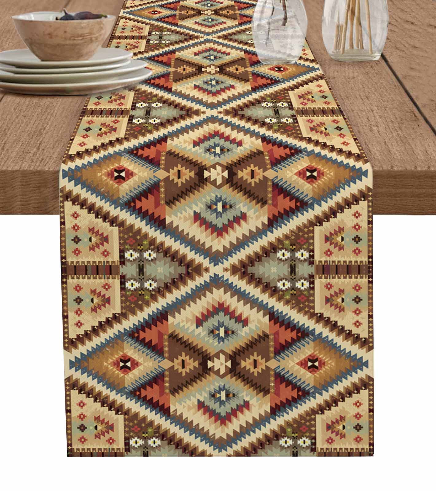 Table Runner Dresser Scarf 13 x 72 Inch Vintage Farmhouse Blue Beige ...
