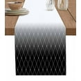 thumbnail image 1 of Table Runner Dresser Scarf 13 x 90 Inch Black Gradient Texture Rhombus Geometric Lines Pattern Table Runners Non-Slip Heat Kitchen Dining Table Decor for Indoor Outdoor Home Party Decoration, 1 of 7