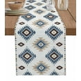 thumbnail image 1 of Table Runner Dresser Scarf 13 x 90 Inch Blue Beige Aztec Ethnic Southwestern Native Geometric Table Runners Non-Slip Heat Kitchen Dining Table Decor for Indoor Outdoor Home Party Decoration, 1 of 7