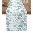 thumbnail image 1 of Table Runner Dresser Scarf 13 x 90 Inch Coastal Summer Ocean Teal Turquoise Starfish Coral Shell Table Runners Non-Slip Heat Kitchen Dining Table Decor for Indoor Outdoor Home Party Decoration, 1 of 7