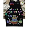 thumbnail image 1 of Table Runner Dresser Scarf 13 x 90 Inch Happy Birthday Cake Firwoks Black Table Runners Non-Slip Heat Kitchen Dining Table Decor for Kitchen Farmhouse Indoor Outdoor Home Party, 1 of 7