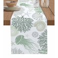 thumbnail image 1 of Table Runner Dresser Scarf 13 x 90 Inch Jellyfish Coral Starfish Seashell Summer Green Ocean Table Runners Non-Slip Heat Kitchen Dining Table Decor for Indoor Outdoor Home Party Decoration, 1 of 7