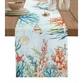 thumbnail image 1 of Table Runner Dresser Scarf 13 x 90 Inch Summer Coastal Coral Seaweed Shell Starfish Fish Retro Table Runners Non-Slip Heat Kitchen Dining Table Decor for Indoor Outdoor Home Party Decoration, 1 of 7