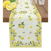 Table Runner Dresser Scarf 13 x 90 Inch Summer Lemon Farmhouse Yellow Table Runners Non-Slip Heat Kitchen Dining Table Decor for Indoor Outdoor Home Party Decoration