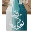 thumbnail image 1 of Table Runner Dresser Scarf 13 x 90 Inch White Anchor Teal Ocean Gradient Nautical Table Runners Non-Slip Heat Kitchen Dining Table Decor for Indoor Outdoor Home Party Decoration, 1 of 7