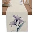 thumbnail image 1 of Table Runner Dresser Scarf 14 x 72 Inch Abstract Ombre Purple Lily Beige Texture Table Runners Non-Slip Heat Kitchen Dining Table Decor for Kitchen Farmhouse Indoor Outdoor Home Party, 1 of 7