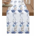 thumbnail image 1 of Table Runner Dresser Scarf 14 x 72 Inch Coastal Nautical Ocean Starfish Coral Shell Seahorse Table Runners Non-Slip Heat Kitchen Dining Table Decor for Indoor Outdoor Home Party Decoration, 1 of 7