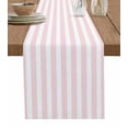 thumbnail image 1 of Table Runner Dresser Scarf 16 x 72 Inch Pink and White Striped Geometric Table Runners Non-Slip Heat Kitchen Dining Table Decor for Kitchen Farmhouse Indoor Outdoor Home Party, 1 of 7
