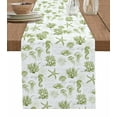thumbnail image 1 of Table Runner Dresser Scarf 16 x 72 Inch Seahorse Coral Shell Starfish Ocean Sage Green Retro Table Runners Non-Slip Heat Kitchen Dining Table Decor for Indoor Outdoor Home Party Decoration, 1 of 7