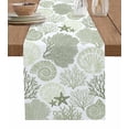 thumbnail image 1 of Table Runner Dresser Scarf 18 x 72 Inch Coral Sea Snail Starfish Green White Costal Pattern Table Runners Non-Slip Heat Kitchen Dining Table Decor for Indoor Outdoor Home Party Decoration, 1 of 7