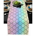 thumbnail image 1 of Table Runner Dresser Scarf 18 x 72 Inch Mermaid Scales Rainbow Color Table Runners Non-Slip Heat Kitchen Dining Table Decor for Kitchen Farmhouse Indoor Outdoor Home Party, 1 of 7