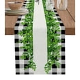 thumbnail image 1 of Table Runner Dresser Scarf 18 x 72 Inch Summer Watercolor Welcome Green Leaves Black Plaid Table Runners Non-Slip Heat Kitchen Dining Table Decor for Indoor Outdoor Home Party Decoration, 1 of 1