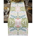 thumbnail image 1 of Table Runner Dresser Scarves 108 Inch Long, Abstract Floral Leaves Texture Linen Dining Table Runners Geometric Flower on White Tabletop Scarf for Wedding Holiday Party Kitchen, 1 of 7