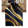 thumbnail image 1 of Table Runner Dresser Scarves 108 Inch Long, Dark Blue Marble Texture with Gold Line Linen Dining Table Runners Natural Cracks Granite Stone Tabletop Scarf for Wedding Holiday Party Kitchen, 1 of 7