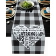 thumbnail image 1 of Table Runner Dresser Scarves 108 Inch Long, Love Heart with Positive Quote Linen Dining Table Runners Black and White Buffalo Gird Tabletop Scarf for Wedding Holiday Party Kitchen, 1 of 7