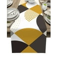 thumbnail image 1 of Table Runner Dresser Scarves 108 Inch Long, Medieval Geometric Linen Dining Table Runners Grey Brown Abstract Color Blocks Tabletop Scarf for Wedding Holiday Party Kitchen, 1 of 7