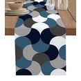 thumbnail image 1 of Table Runner Dresser Scarves 108 Inch Long, Mid Century Abstract Linen Dining Table Runners Blue Grey White Wave Stripes Tabletop Scarf for Wedding Holiday Party Kitchen, 1 of 7