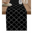 thumbnail image 1 of Table Runner Dresser Scarves 108 Inch Long,Minimalist White Lattice Texture on Black Linen Dining Table Runners Arrow Stripe and Checker Tabletop Scarf for Wedding Holiday Party Kitchen, 1 of 9