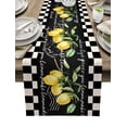 thumbnail image 1 of Table Runner Dresser Scarves 108 Inch Long, Retro Watercolor Lemon Fruit Linen Dining Table Runners Black and White Buffalo Grid Tabletop Scarf for Wedding Holiday Party Kitchen, 1 of 7