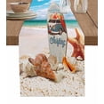 thumbnail image 1 of Table Runner Dresser Scarves 108 Inch Long, Summer Surfing and Sea Beach Starfish Shell Linen Dining Table Runners Blue Sky Tabletop Scarf for Wedding Holiday Party Kitchen, 1 of 7