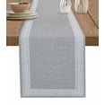 thumbnail image 1 of Table Runner Dresser Scarves 108 Inch Long,Vintage Key Pattern Grey Linen Linen Dining Table Runners Abstract Square Texture Tabletop Scarf for Wedding Holiday Party Kitchen, 1 of 7