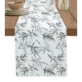 thumbnail image 1 of Table Runner Dresser Scarves 108 Inch Long, Watercolor Bamboo Leaves Plant Linen Dining Table Runners Chinese Style Grey Leaf on White Tabletop Scarf for Wedding Holiday Party Kitchen, 1 of 7