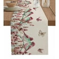thumbnail image 1 of Table Runner Dresser Scarves 108 Inch Long,Watercolor Bird Flower Butterfly Linen Dining Table Runners Garden Floral on Burlap Linen Tabletop Scarf for Wedding Holiday Party Kitchen, 1 of 9