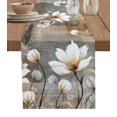 thumbnail image 1 of Table Runner Dresser Scarves 108 Inch Long, Watercolor Retro Blossom Floral Linen Dining Table Runners Flower on Vintage Grey Brown Tabletop Scarf for Wedding Holiday Party Kitchen, 1 of 7