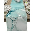 thumbnail image 1 of Table Runner Dresser Scarves 120 Inch Long, Abstract Marble Linen Dining Table Runners Blue Green Jade Texture Purple and Gold Line Tabletop Scarf for Wedding Holiday Party Kitchen, 1 of 7